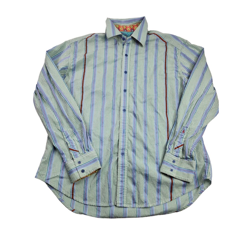 Robert Graham Mens 2XL 2TG Textured Button Front Flip Cuff Shirt‎